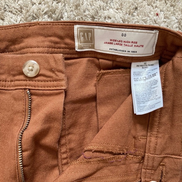 Gap High Rise Wide Leg Full Length Khakis Summer Spice - Picture 4 of 6